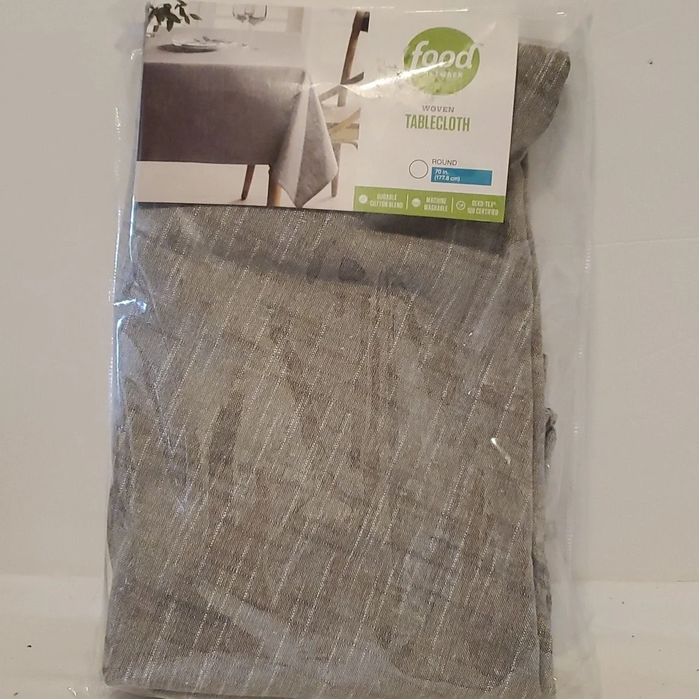 Food Network 70" Round Gray Texture Cotton Tablecloth